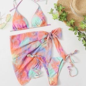 SHEIN side tie bikini with sarong tie dye